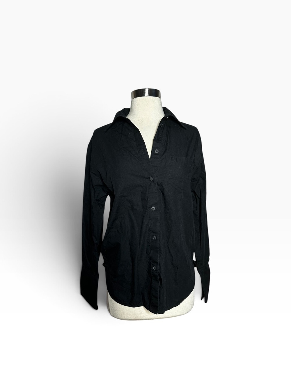 & Other Stories Stockholm Atelier Black Cotton Button Down Shirt Blouse Size 0